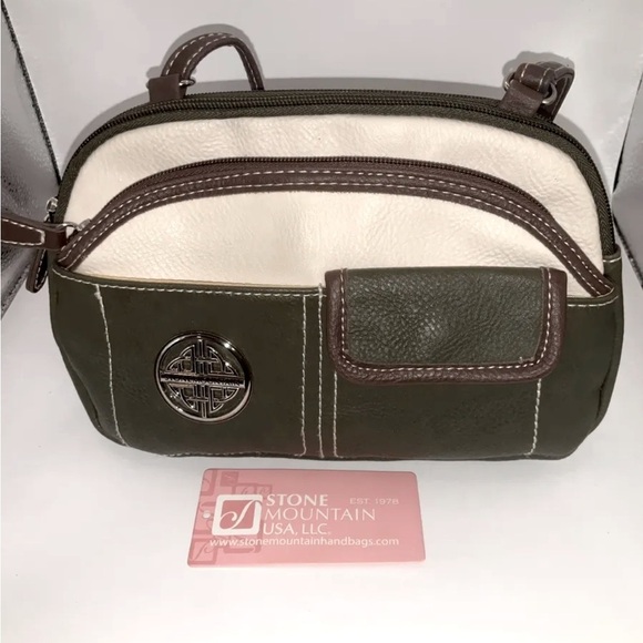 Stone Mountain Accessories Handbags - Stone Mountain USA Crossbody Purse Olive/Brown/Bone
